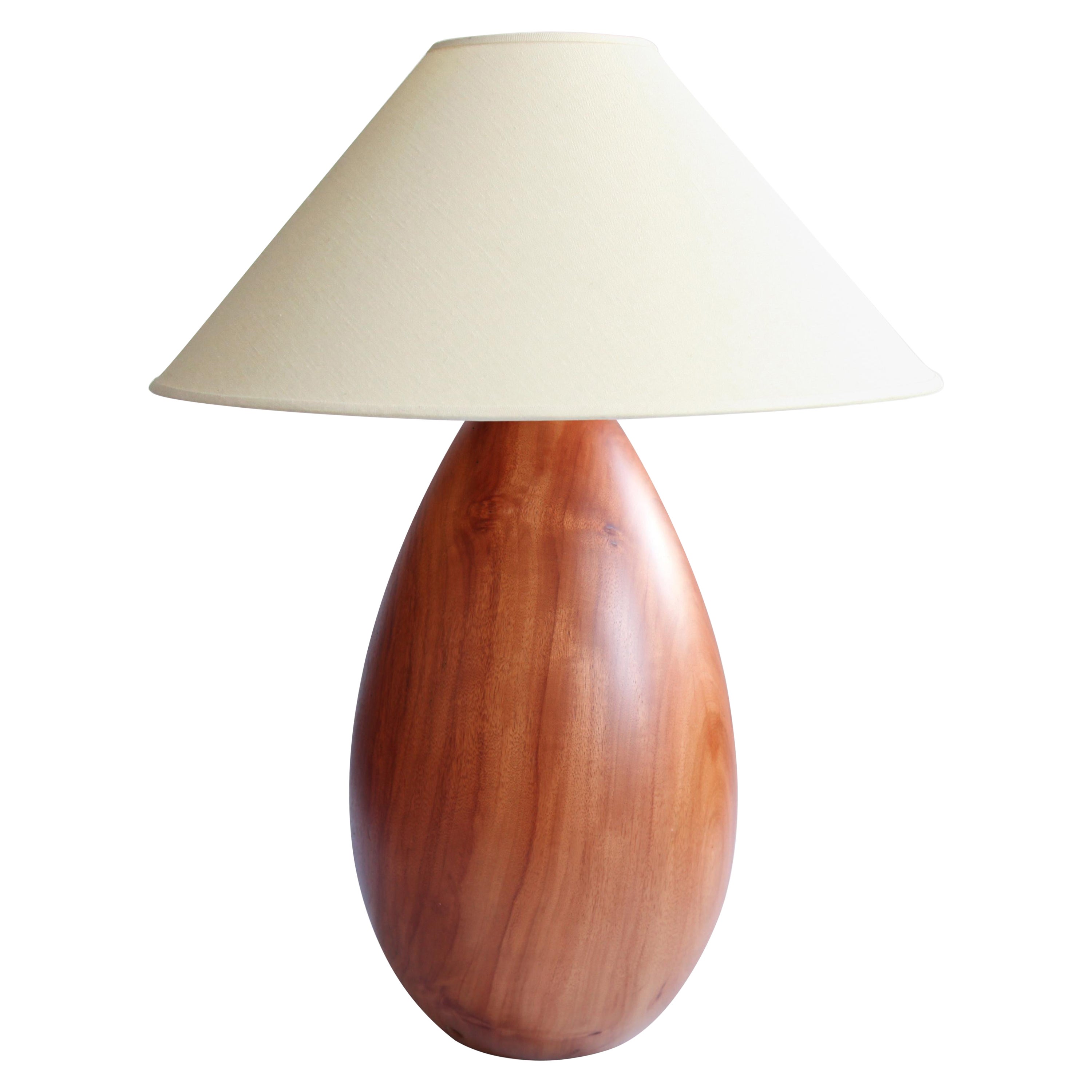 Tropical Hardwood Lamp + White Linen Shade, Extra Large, Árbol Collection, 51 For Sale