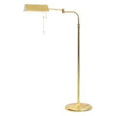 Vintage Brass 'Banker' Floor Lamp with Adjustable Light Point