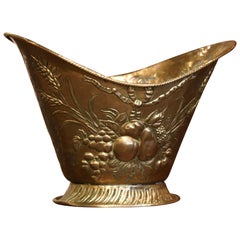 Early 20th Century French Repousse Brass Champagne Cooler with Fruit Decor