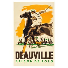 Original Vintage Poster Deauville Polo Season France Equestrian Sport Horse Art