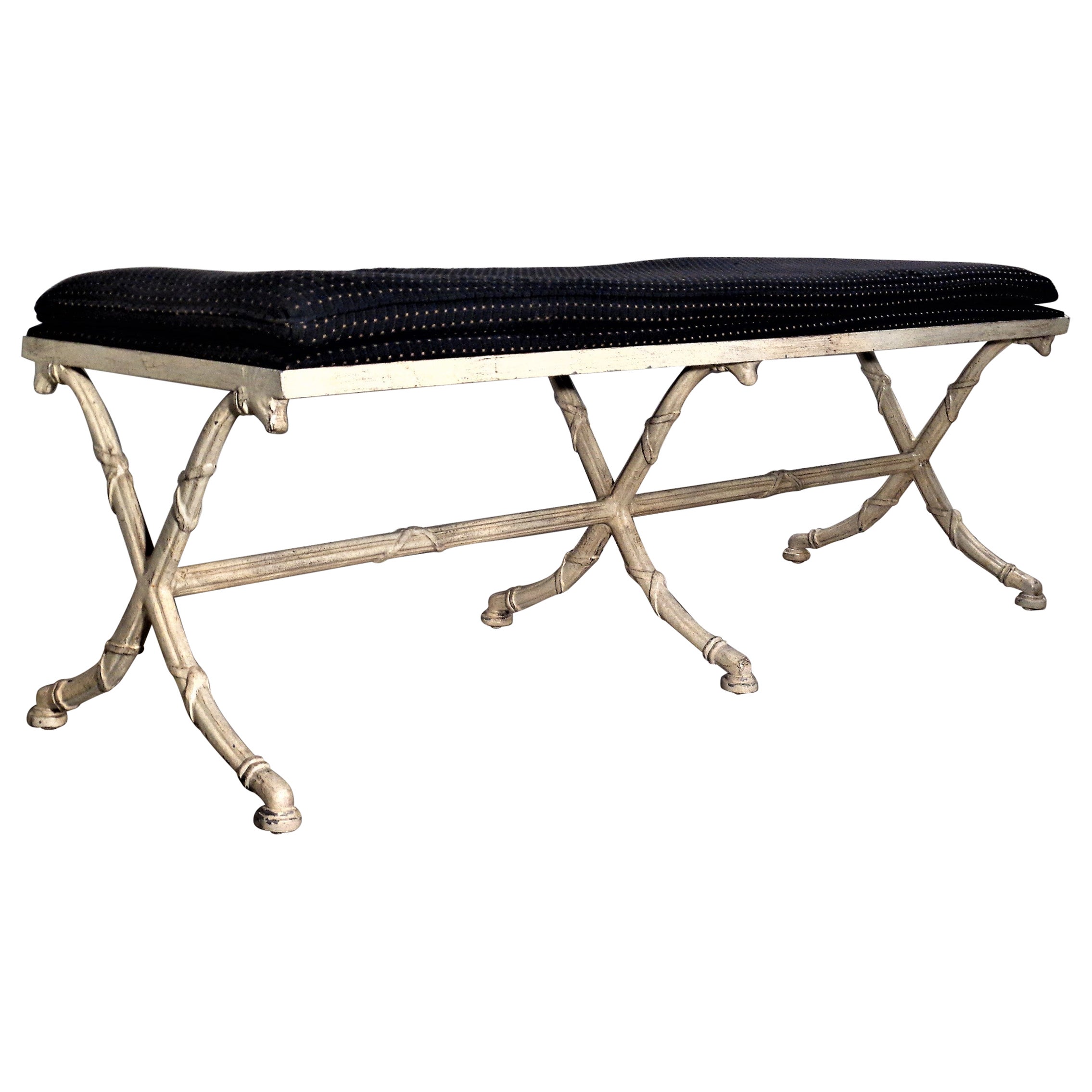  Dorothy Draper Style Neoclassical Long Metal Bench