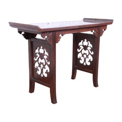 Michael Taylor for Baker Hollywood Regency Chinoiserie Console or Altar Table