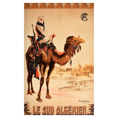 Original Vintage Rail Travel Poster The Algerian South Camel Art Algeria Africa