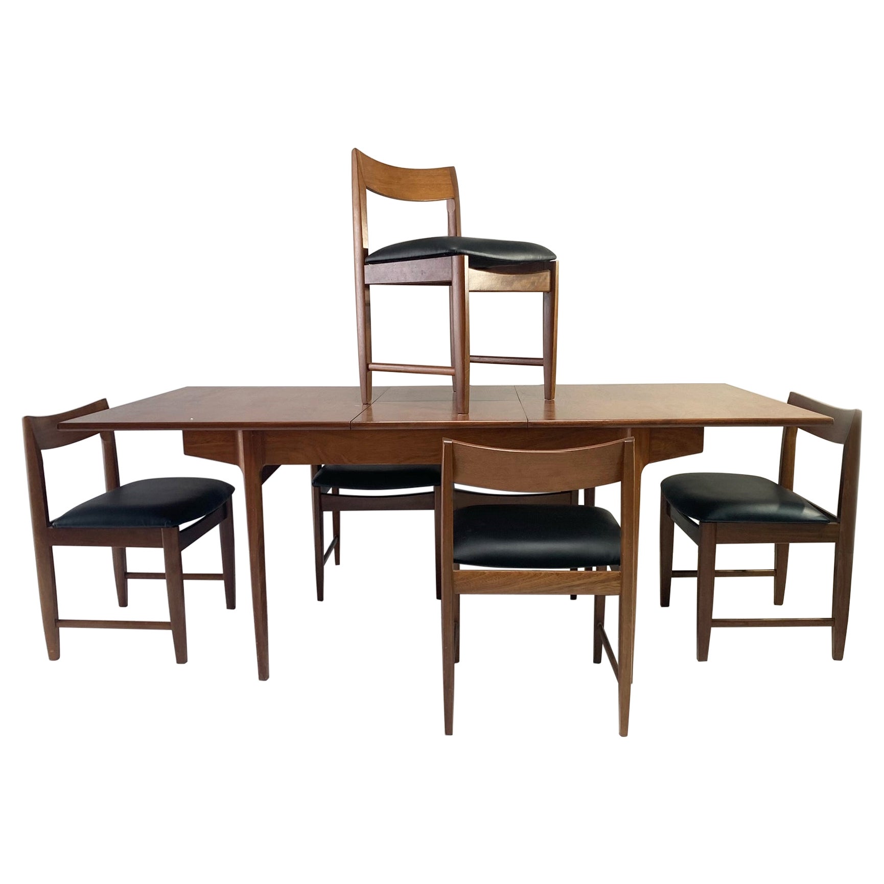 Mid-Century Modern Danish Teak Credenza Hutch Dining Table and 6 Chairs ...