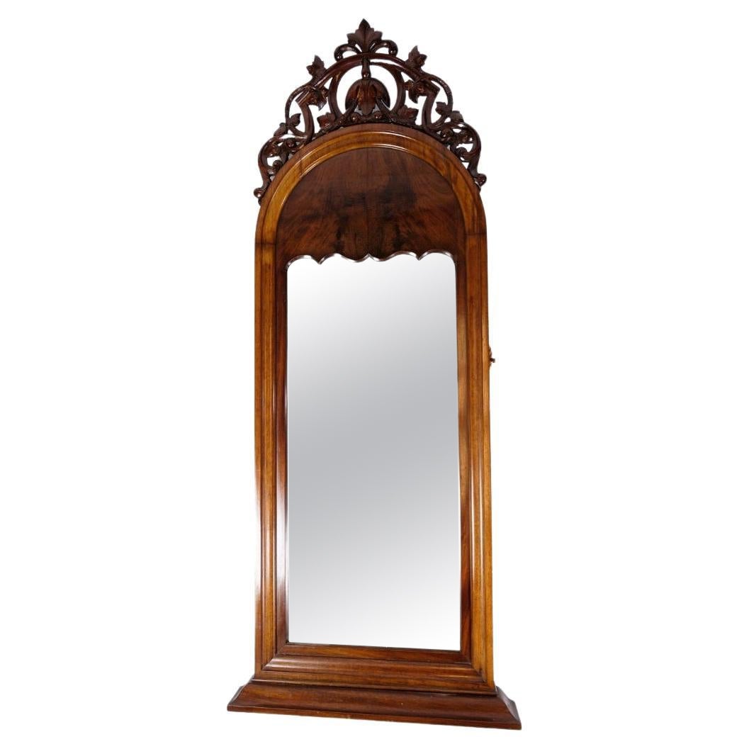 Antique Christian VIII Mirror With Decoration Made In Mahogany From 1860s For Sale