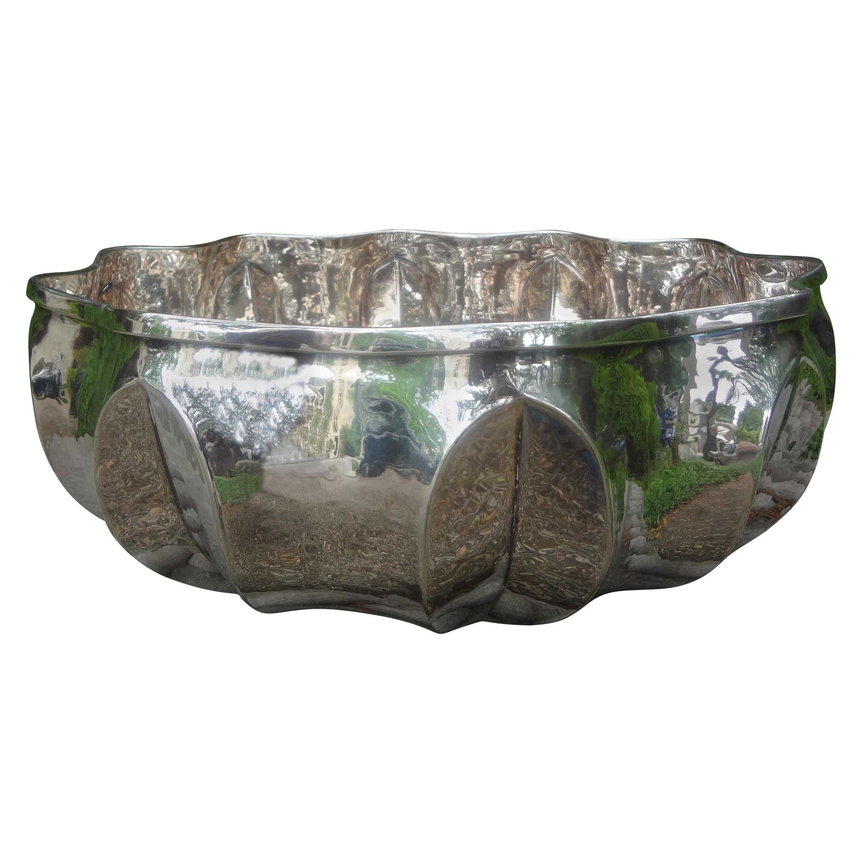 Large Italian Hand Hammered Silver Plated Bowl