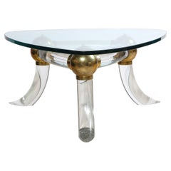 Retro Lucite and Brass Table