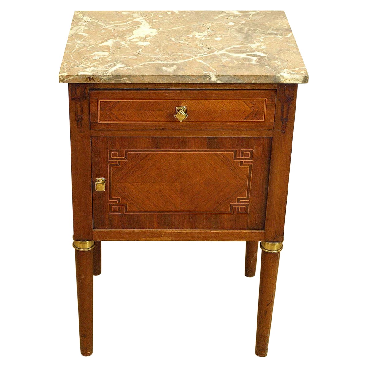 French Marble Top One Drawer Stand