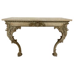 Italian 18th Century Louis XV Giltwood and Marble Console Table