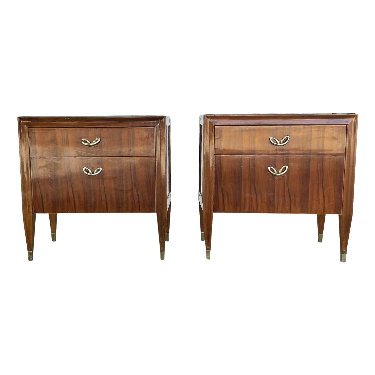 20th Century Italian Walnut Nightstands - Vintage Bed Side Tables by Paolo Buffa For Sale