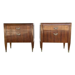 20th Century Italian Walnut Nightstands - Antique Bed Side Tables by Paolo Buffa