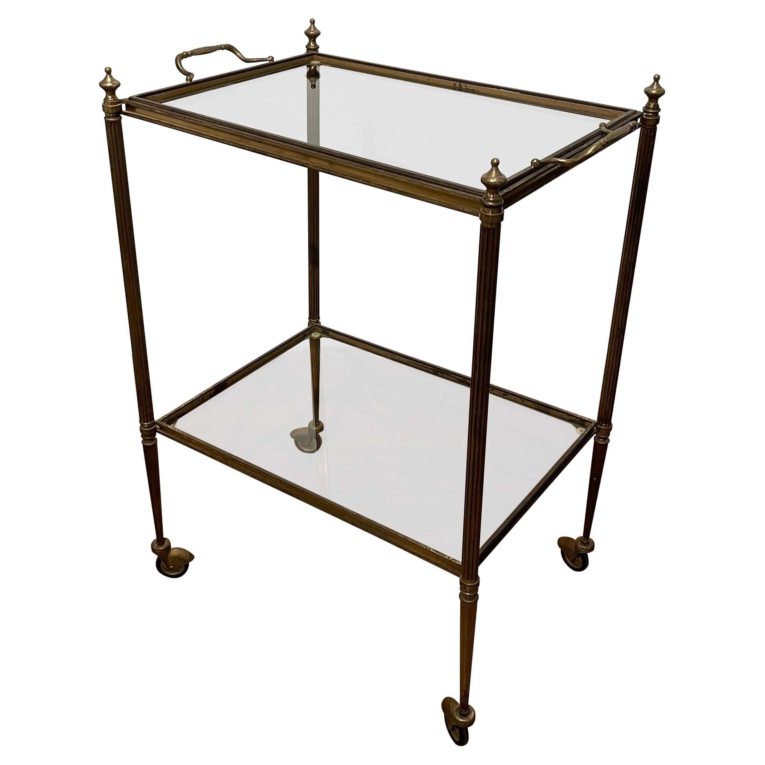 Solid Brass Galleried Bar Cart at 1stDibs