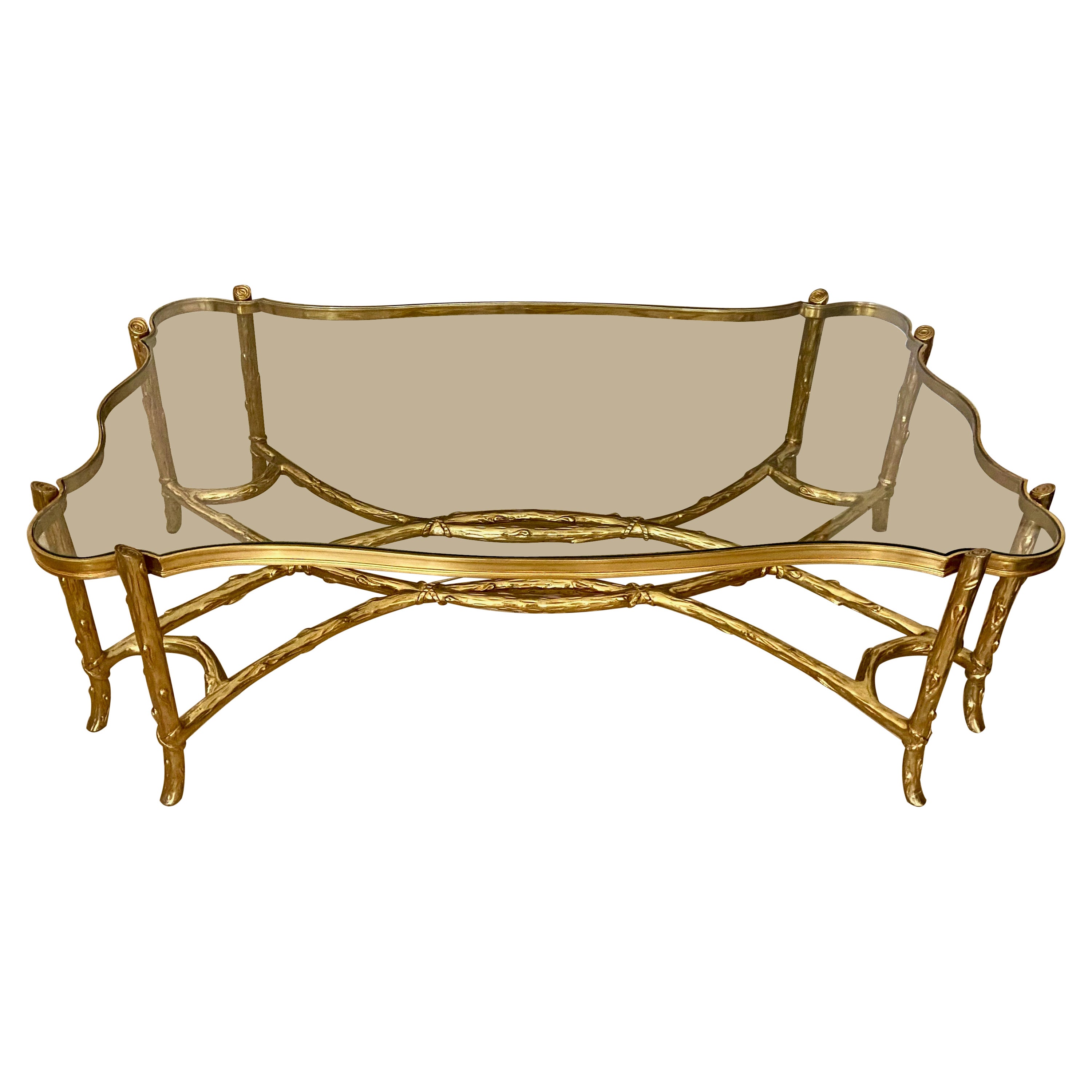 Branch Tree Form Bronze Serpentine Cocktail Coffee Table For Sale