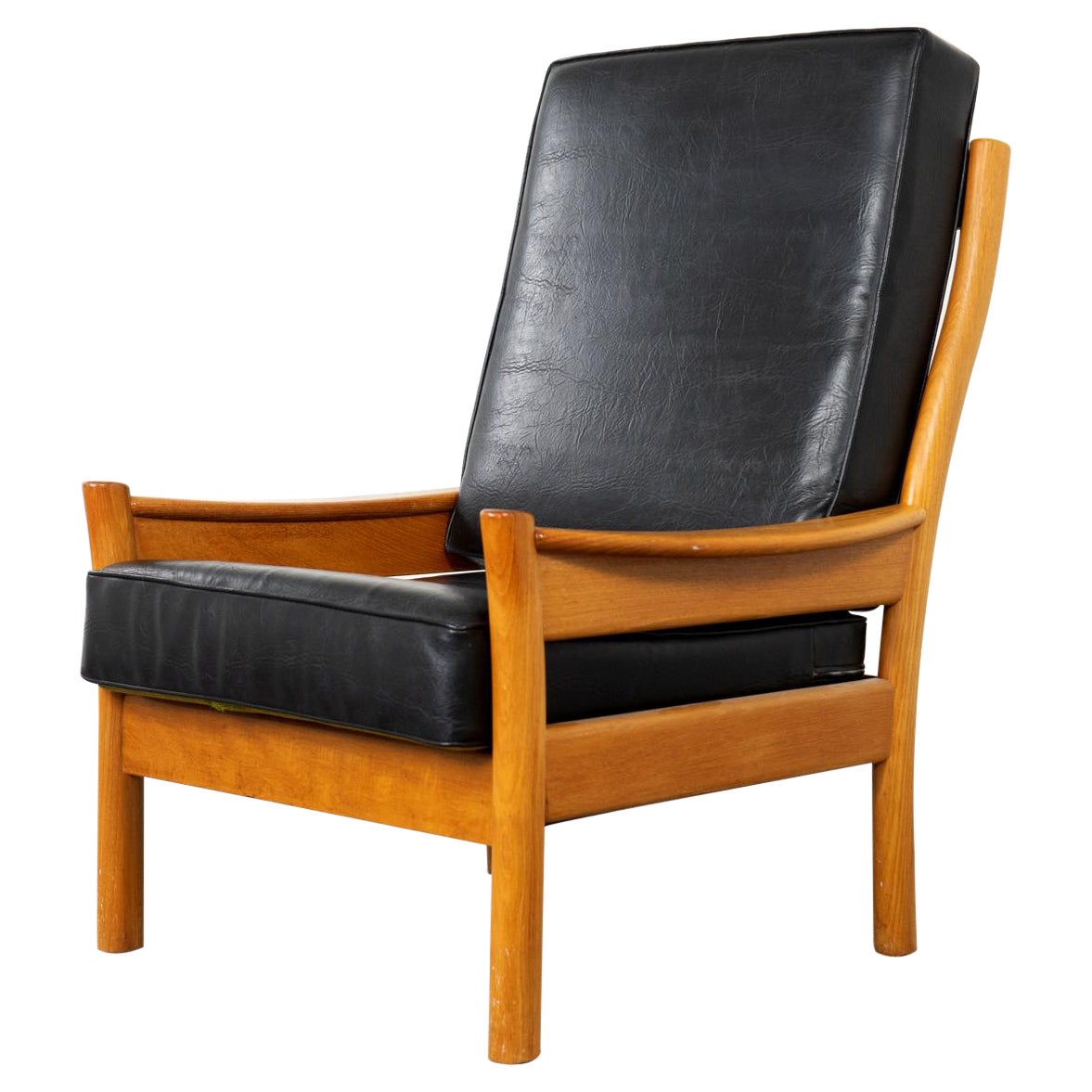 Danish Modern Teak + Vinyl Lounge Chair