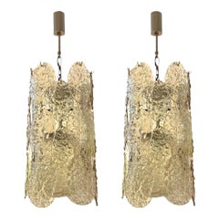 Pair of 1960s Vistosi Torcello Glass Disk Chandeliers by Gino Vistosi