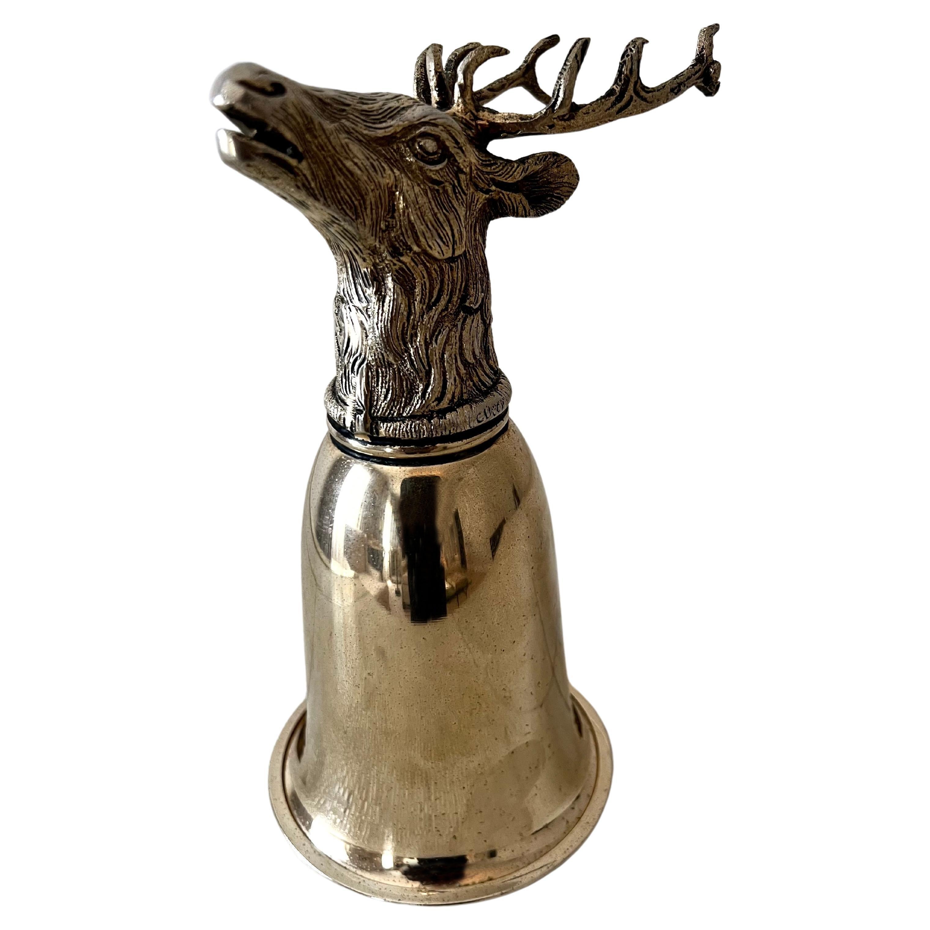 Gucci Italy Silver Plate Stirrup Cup with Elk Head