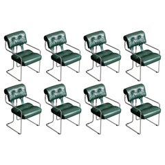 Emerald Green Leather Tucroma Chairs by Guido Faleschini for Mariani, Set of 8 