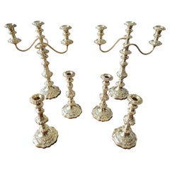 Set of Candelabra and Candelholders, Silver and Gold Plated by Gorham