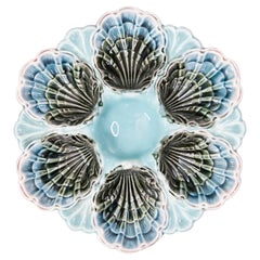 French Fives-Lille Majolica Turquoise Oyster Plate, circa 1890