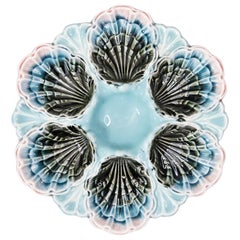 French Fives-Lille Majolica Turquoise Oyster Plate, circa 1890