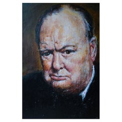 Jacques Pecnard, Winston Churchill, 20th Century, Oil on Canvas