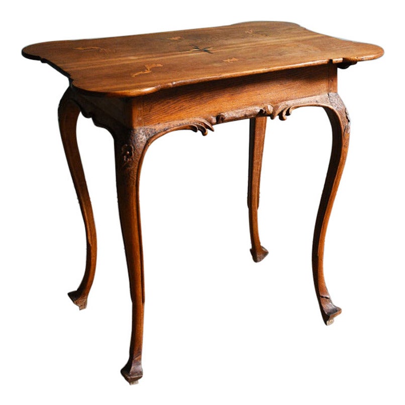 Late 19th Century Continental Side Table in Carved Walnut