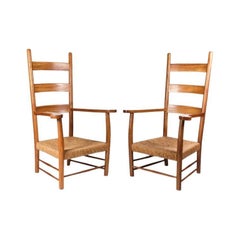 Vintage Pair of Ladder Back Armchairs in the style of Paolo Buffa, c.1950s