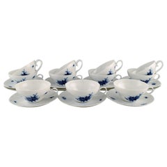 Bjørn Wiinblad for Rosenthal, 11 Romanze Blue Flower Teacups with Saucers, 1960s