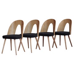 Set of 4 Mid-Century Dining Chairs by a. Šuman, Reupholstered in Black Boucle