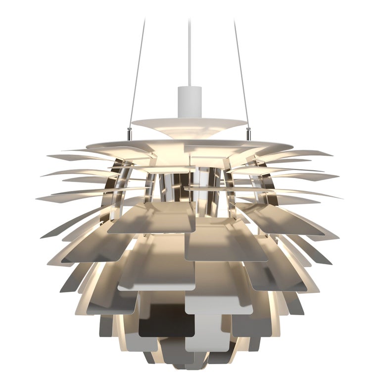 Louis Poulsen Large PH Artichoke Pendant Light in Polished Stainless Steel For Sale