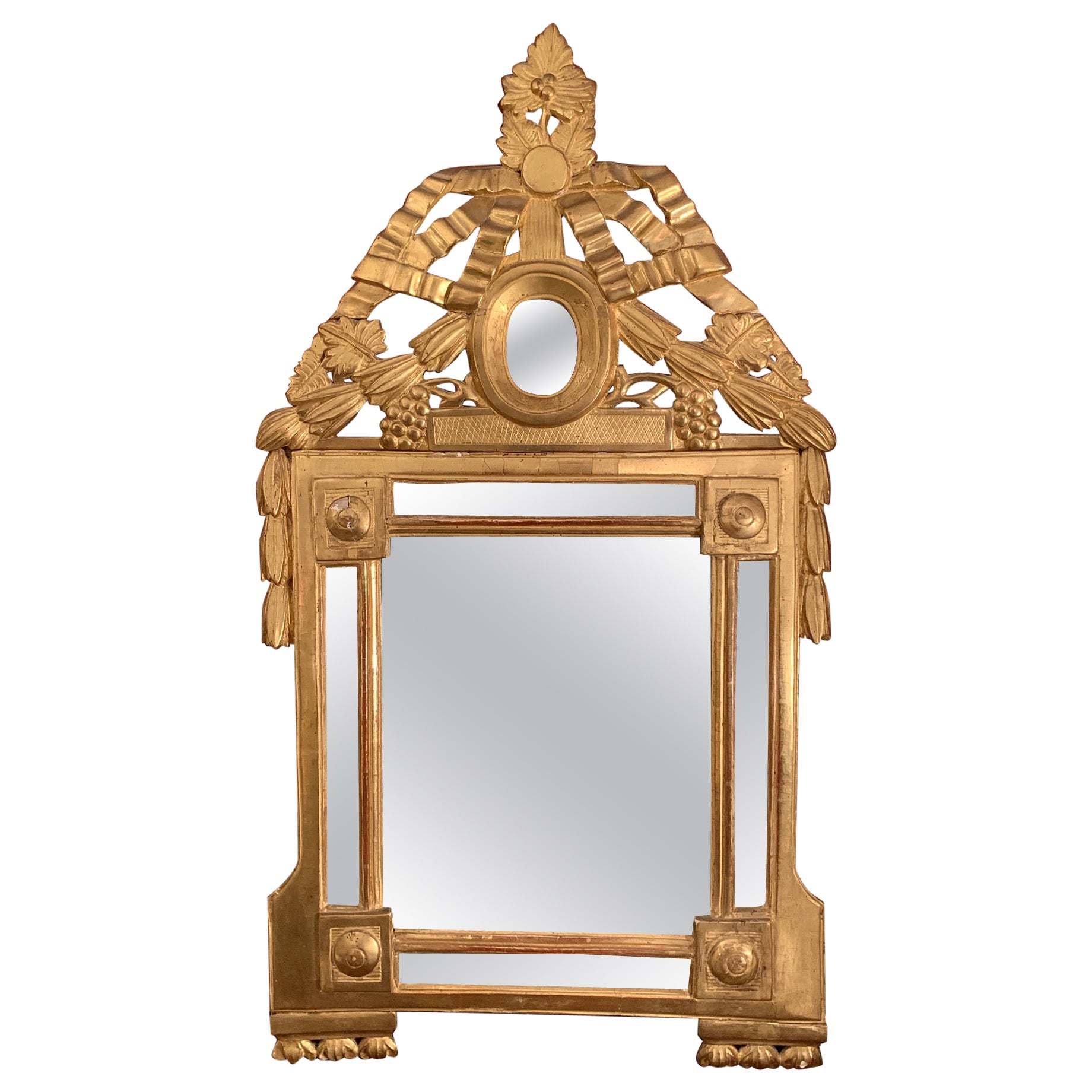 Französisches 18. Jahrhundert  Provenienz-Spiegel aus vergoldetem Holz, Louis XVI.-Stil