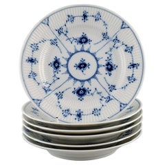 Six Royal Copenhagen Blue Fluted Plain Plates, Model Number 1/178