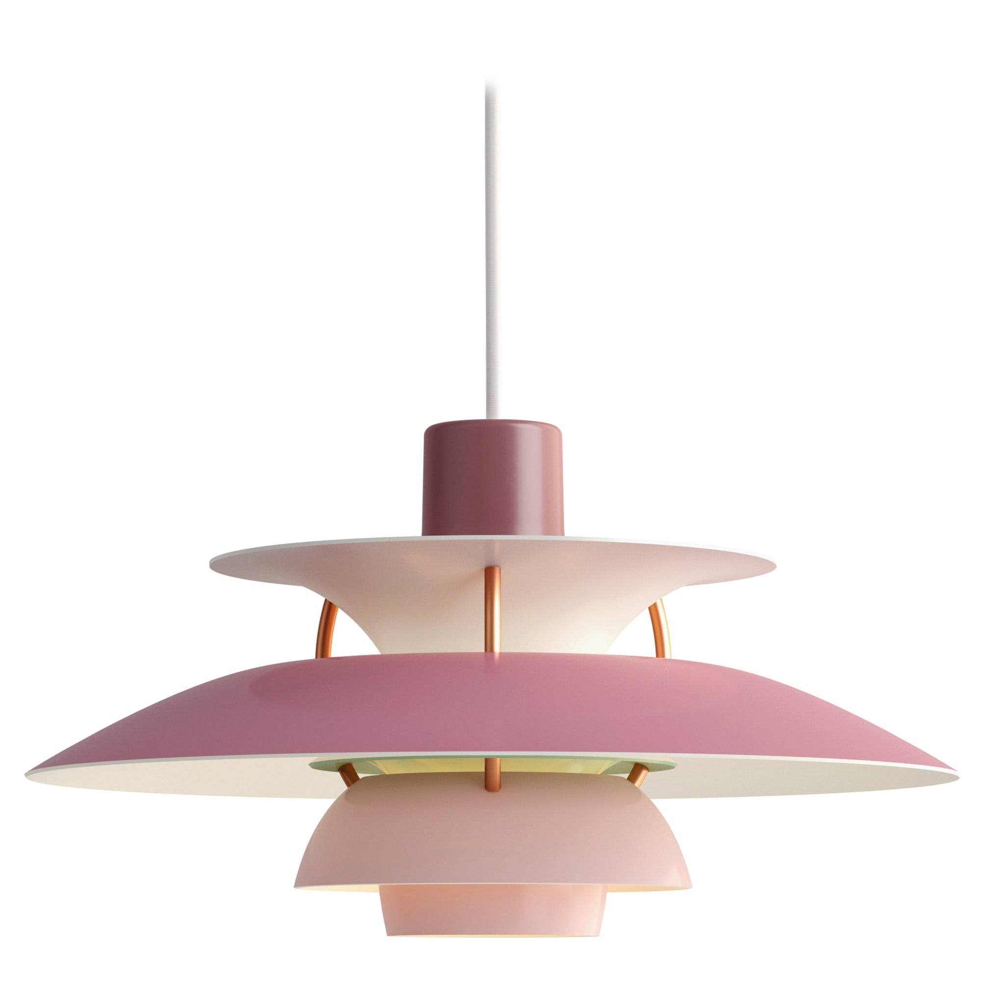 Louis Poulsen PH5 Mini Pendant Lamp in Rose by Poul Henningsen
