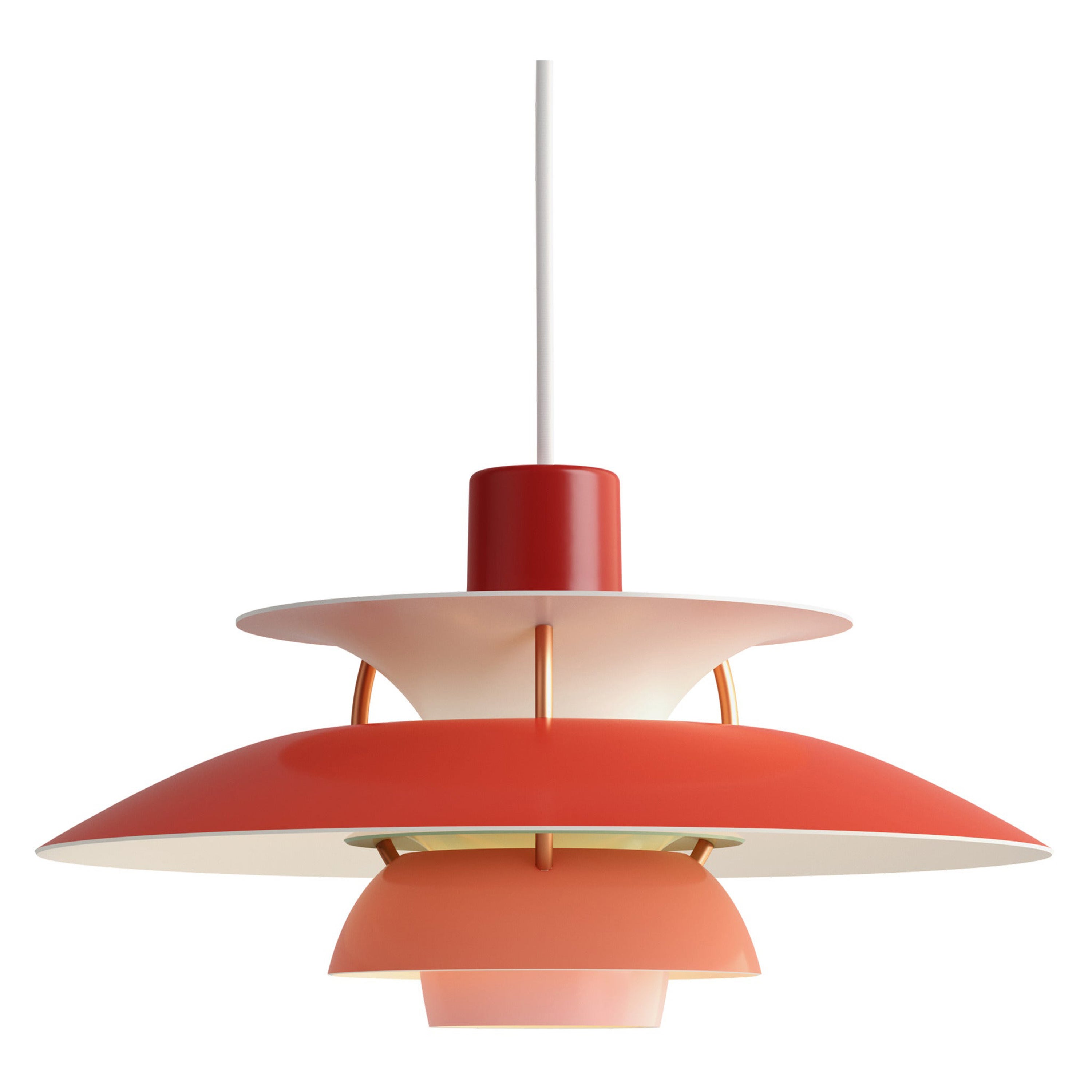Mini lampe suspendue Louis Poulsen PH5 rouge en rouge par Poul Henningsen en vente