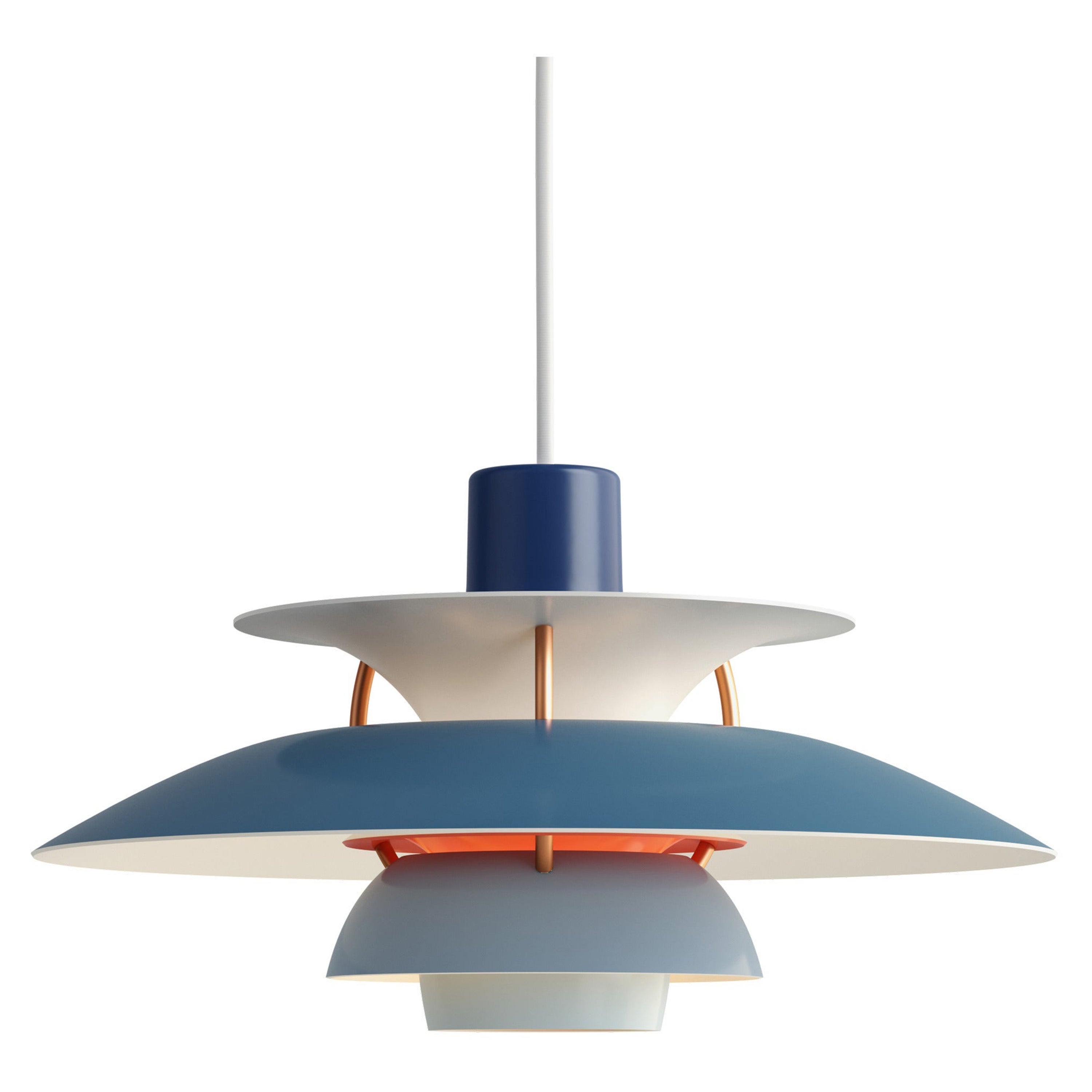 Louis Poulsen PH5 Mini Pendant Lamp in Blue by Poul Henningsen
