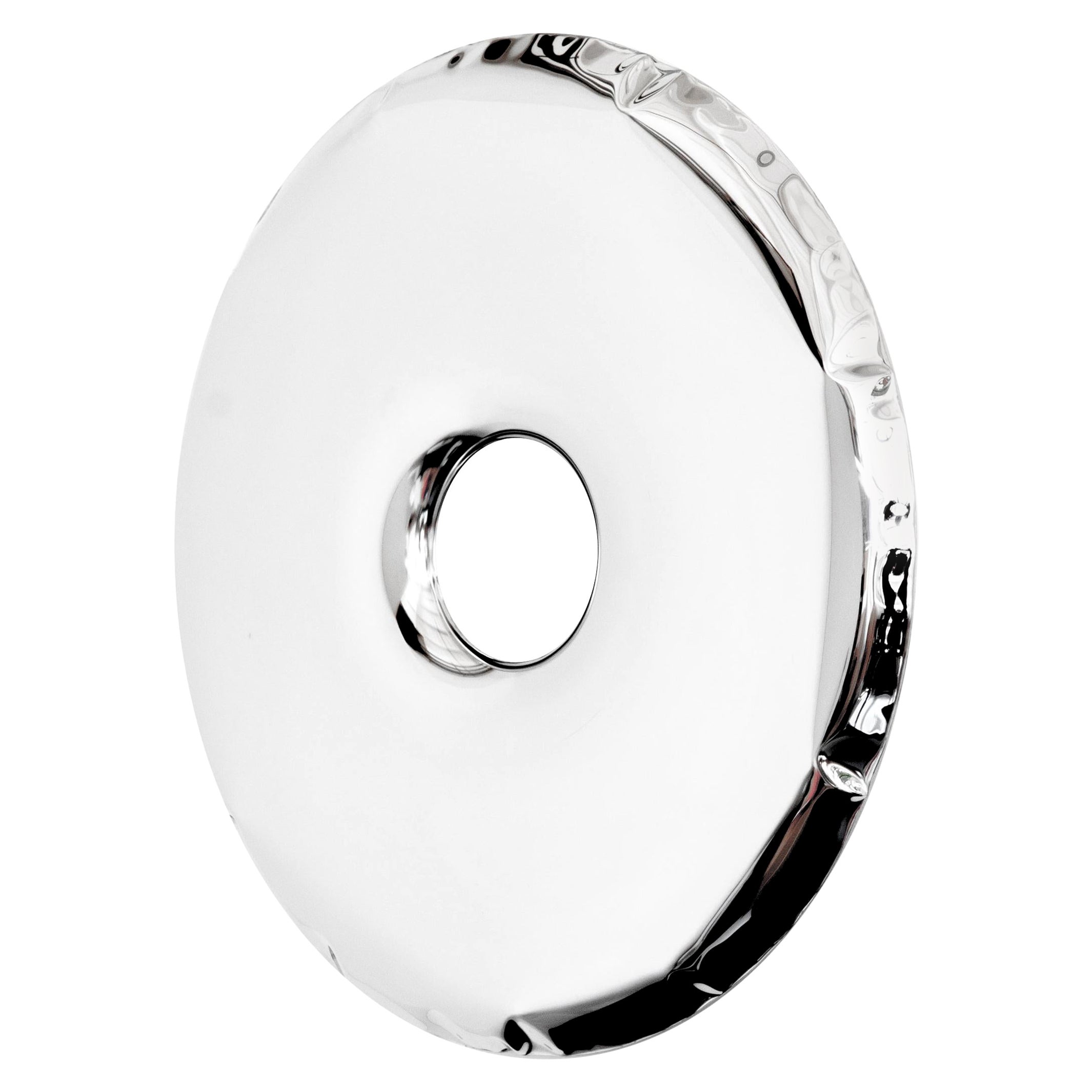 In Stock Rondo 150 Polished Stainless Steel Wall Mirror by Zieta