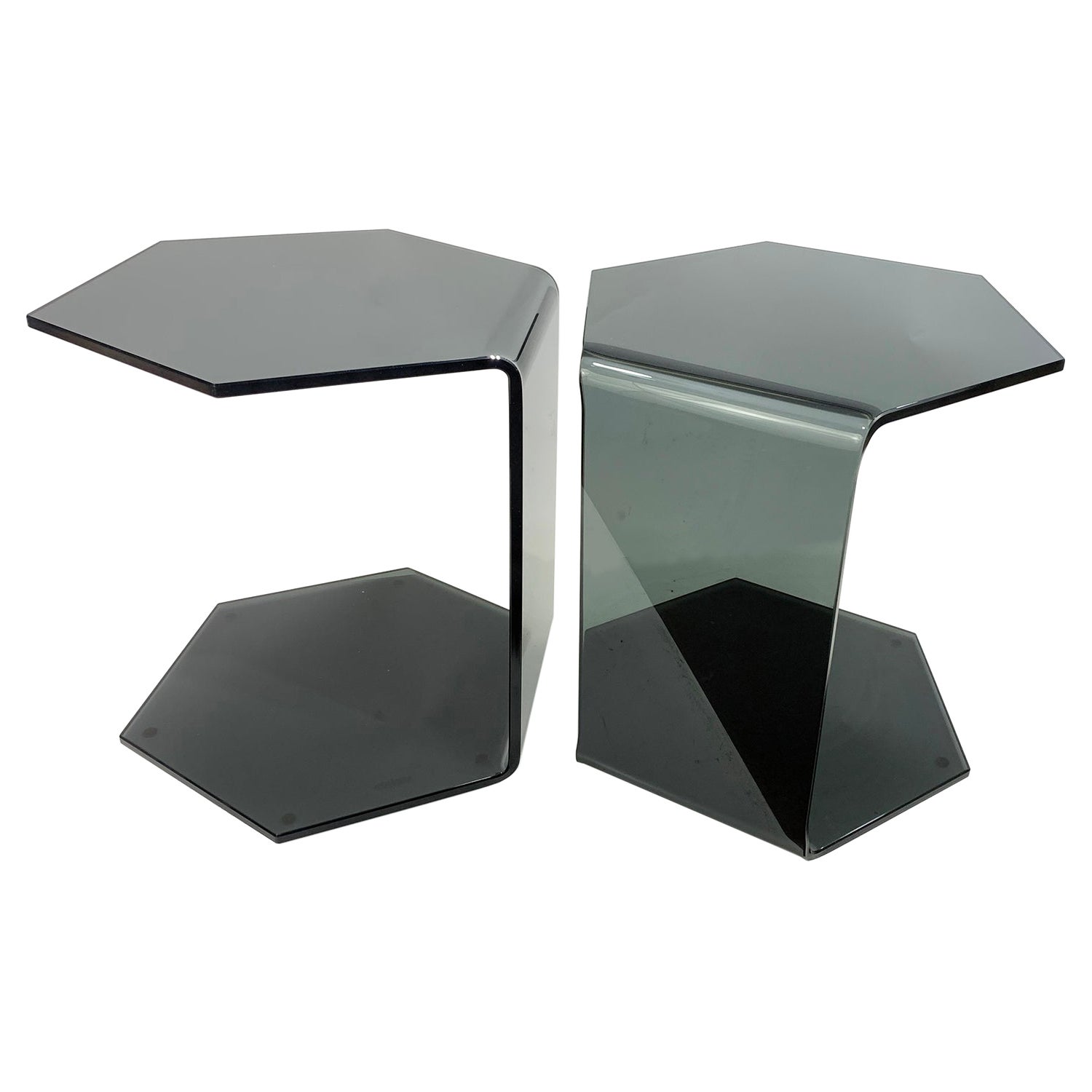 Hexagon Side Tables Designed by M. Manzoni & R. Tapinassi  for Steiner Paris For Sale