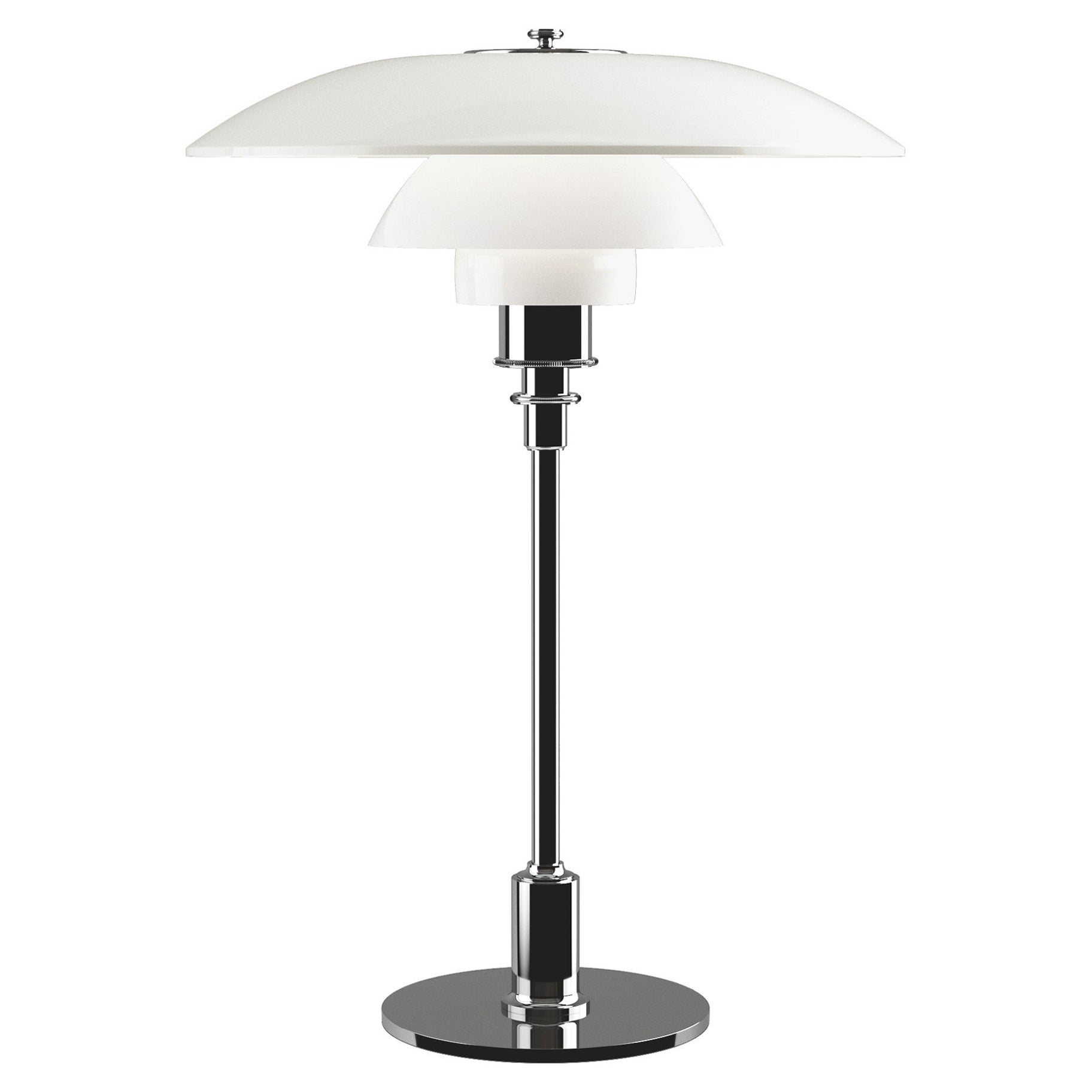 Louis Poulsen PH 3½-2½ Glass Table Lamp in Chrome by Poul Henningsen For Sale