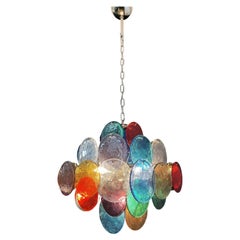 Vintage Italian Murano chandelier - 36 multicolored disks