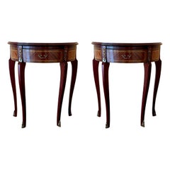 Pair of French Satinwood Marquetry Nightstands with Drawer