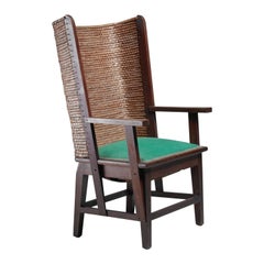 Chris Wegerif Orkney Chair with Green Fabric Seating, Dutch, 1900
