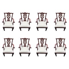 Maitland Smith Massachusetts Mahogany Chippendale Dining Chairs, Set of 8