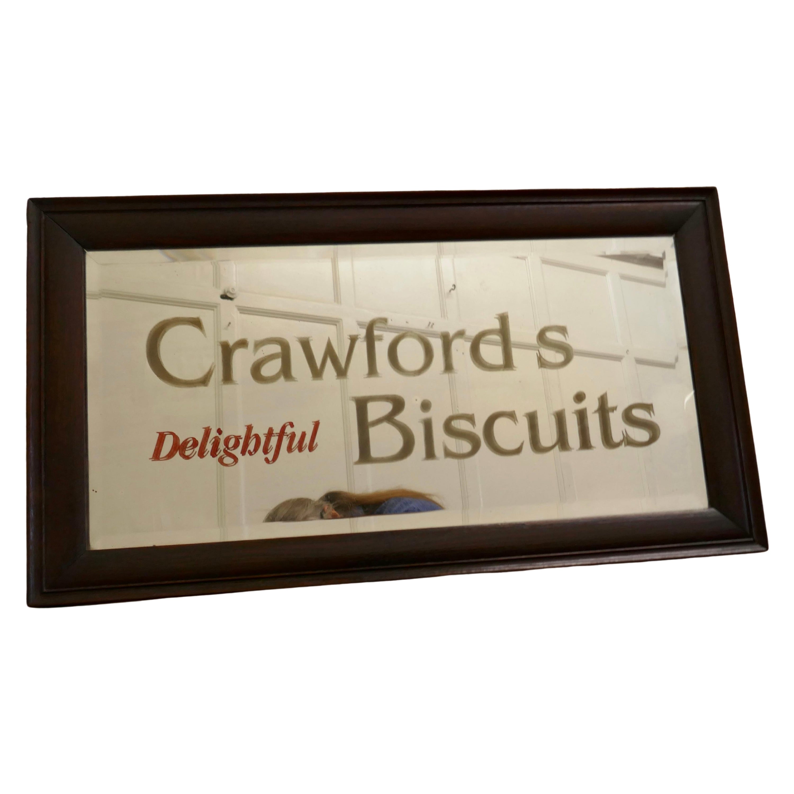 “Crawford’s Delightful Biscuits” Baker/Cafe Advertising Mirror For Sale