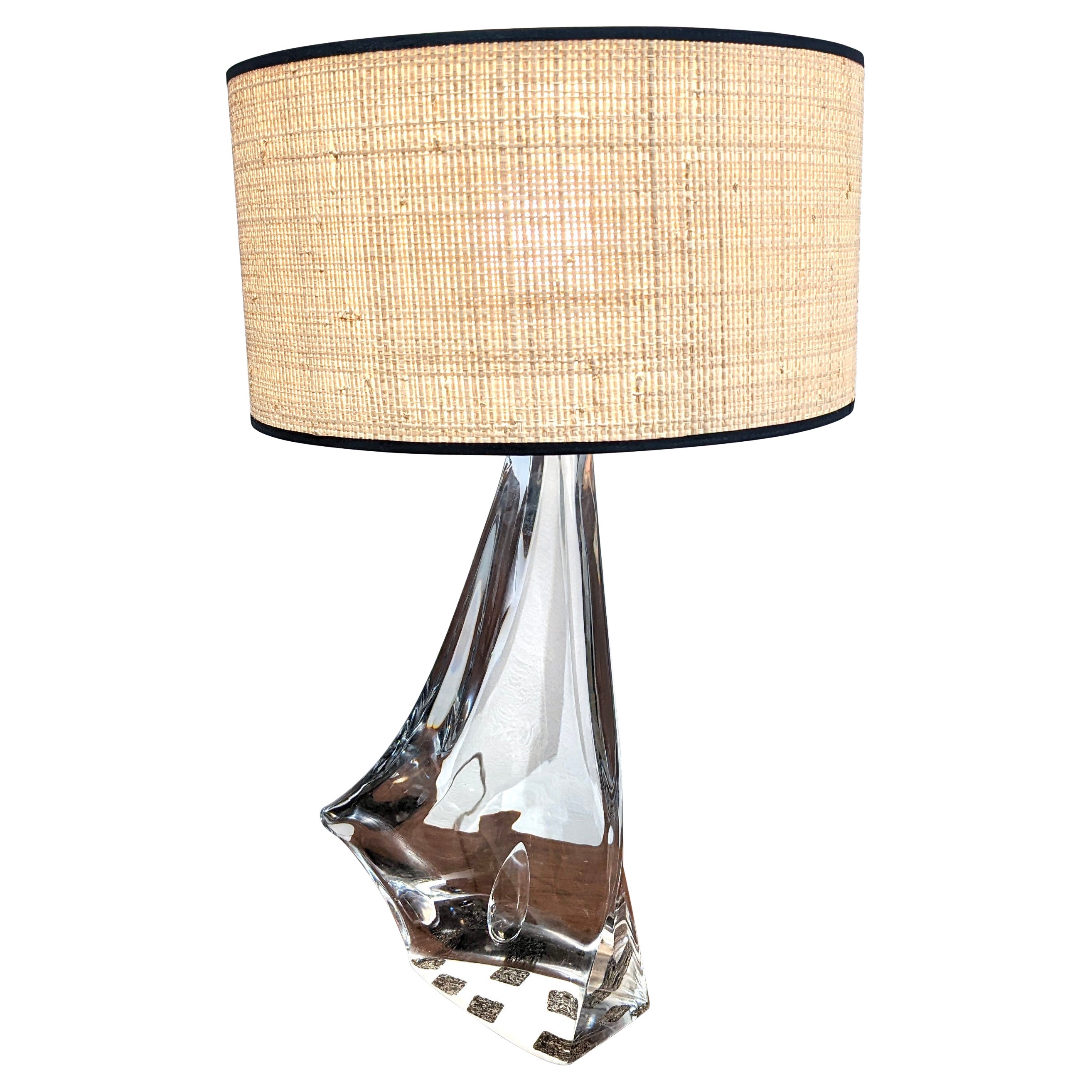 Crystal Lamp with Rattan Shade For Sale