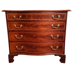 Antique 18th Century English Mahogany Serpentine Chest with Satinwood