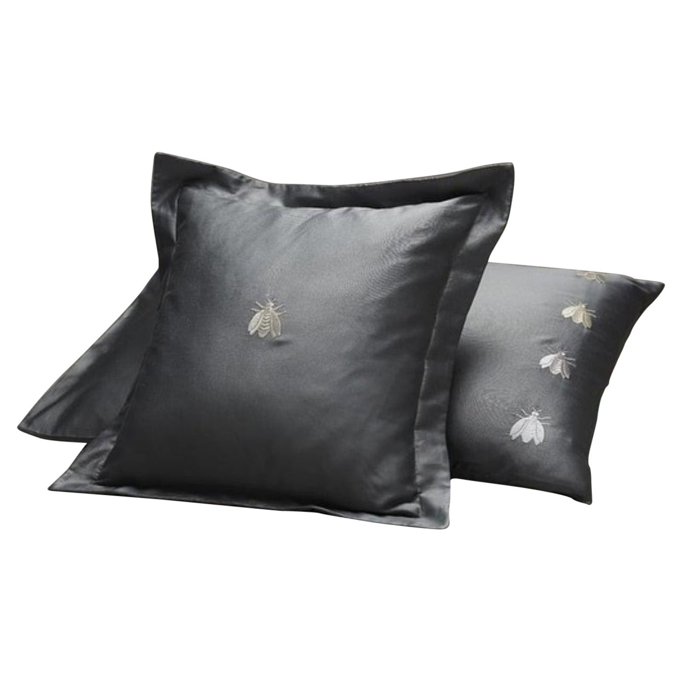 In Stock in Los Angeles, Grey Square Cushion Api Time Satin Pillow