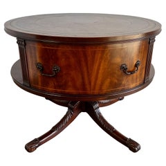 English Leather Top Drum Table C. 1930’s
