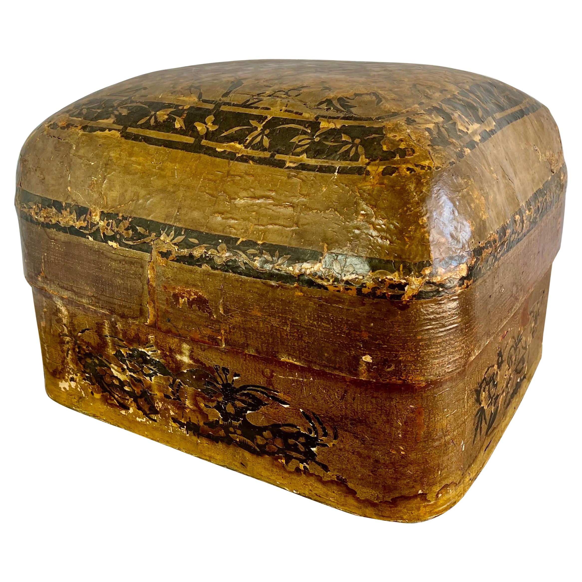 19th century lidded box made from paper-machiere.