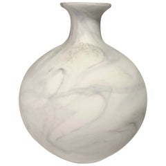 White with Grey Marble Design Small Glass Vase, India, Contemporary