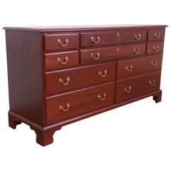 Henkel Harris Georgian Solid Mahogany Ten-Drawer Dresser, Newly Refinished